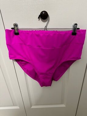 La Blanca Island Goddess High Waist Swim Bikini Bottom Fuchsia/Orchid Sz 16 EUC